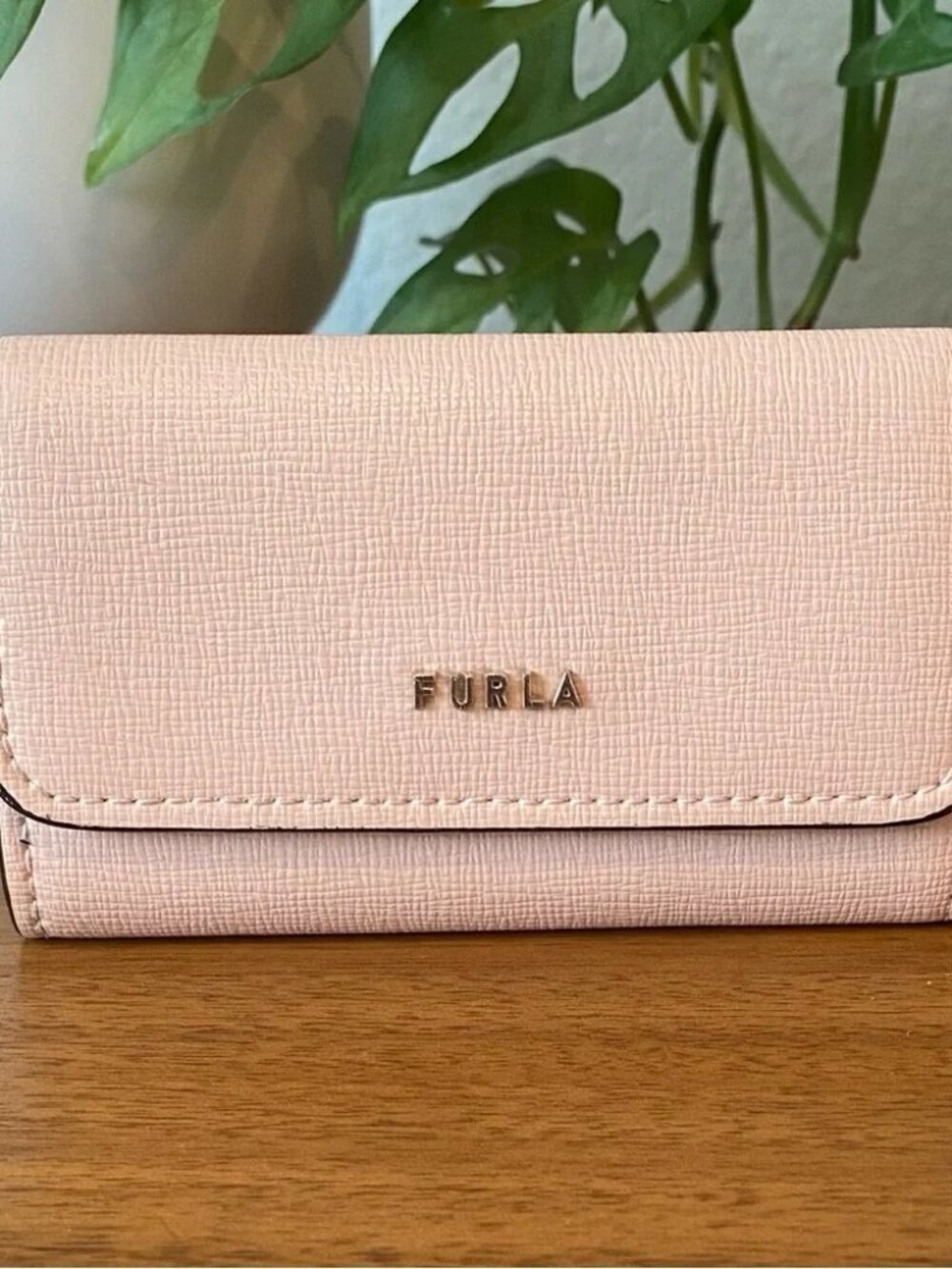 Furla Blush Pink Saffiano Leather Key & Card Holder EUC